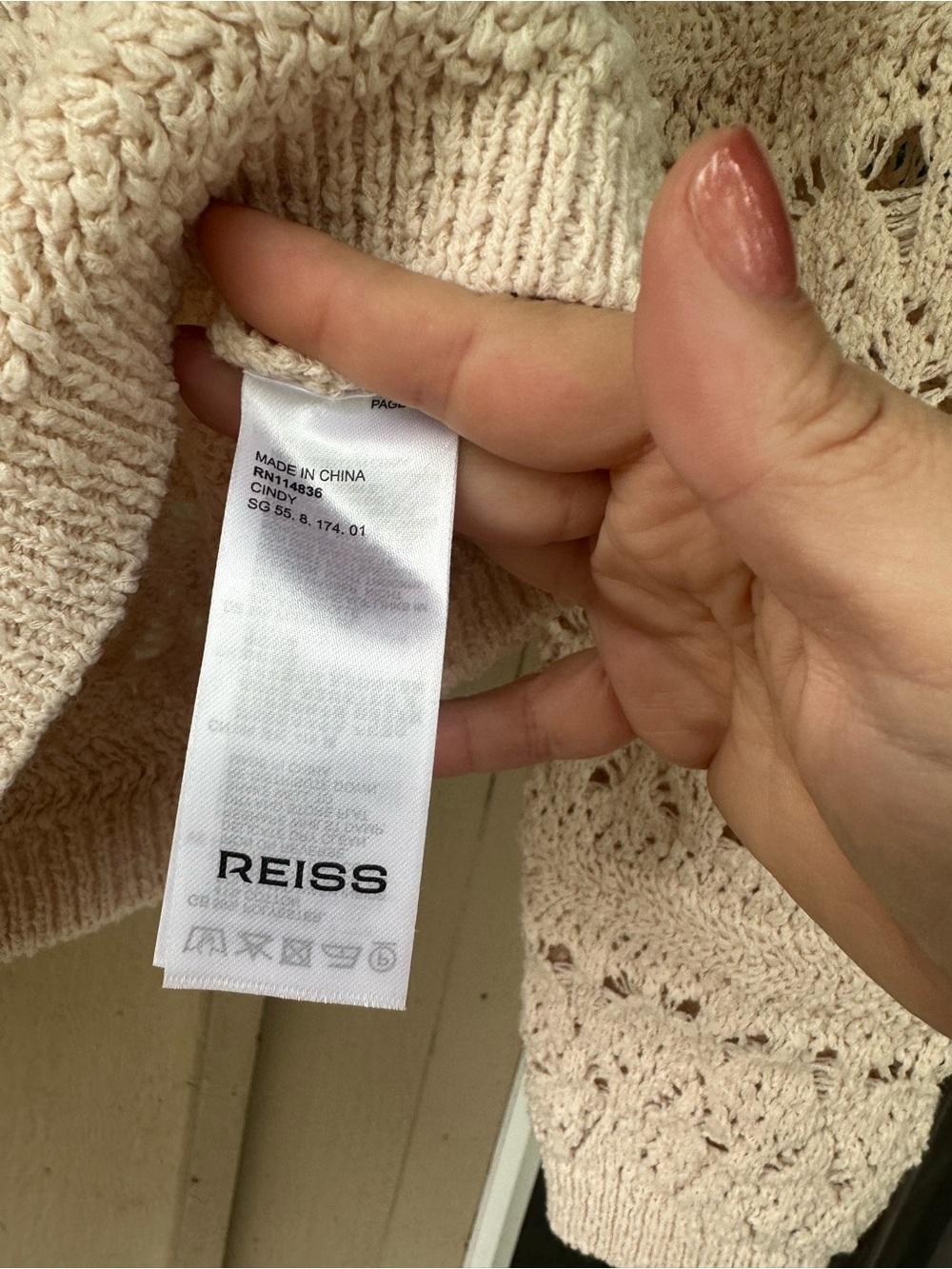 Reiss Cindy Crochet Cardigan - Cream - Picture 7 of 9